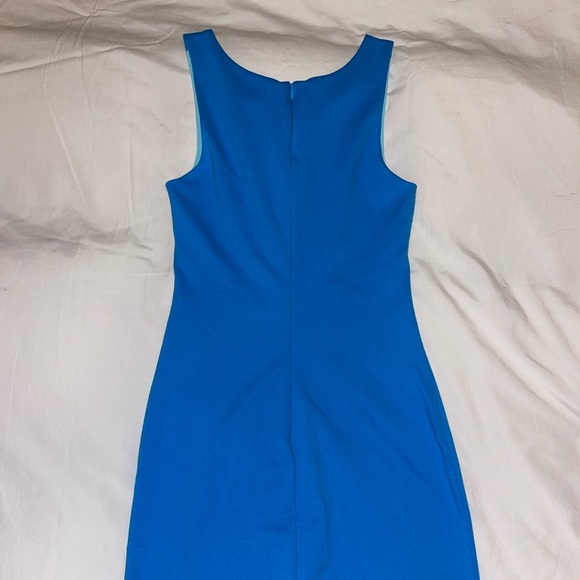 Amanda Uprichard Colorblock Peek-A-Boo Scuba Dress Two-Tone Blue - Picture 4 of 5
